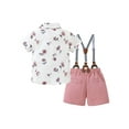 thumbnail image 2 of CARETOO Toddler Boy Clothes Suits Summer Formal Shirt Bowtie Suspender Shorts Pants 95% Cotton 3pcs, 2 of 8