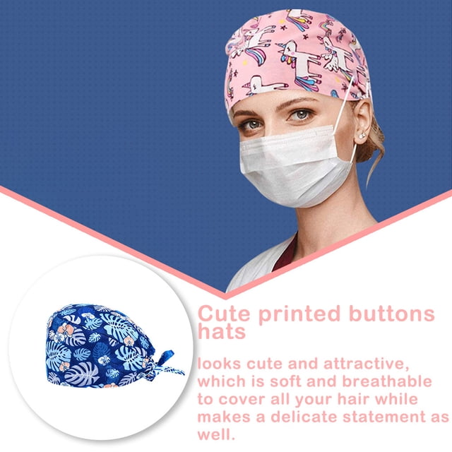 VONKY 8 Pcs Gourd Caps Long-time Service Pure Color Dull Polish Printed Professional Assorted Colors Work Uniform Operating Hats L05
