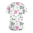 thumbnail image 4 of Womens Valentine Day Scrub Tops Love Heart Print Short Sleeve Quick Dry Plus Size Scrub Tops Medical V Neck Cute Uniform with Pockets White S, 4 of 5