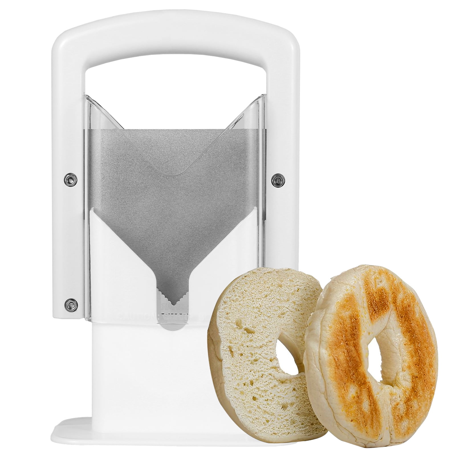 Popeil Clear Hard Plastic Bagel English Muffin Slicer Cutter, New