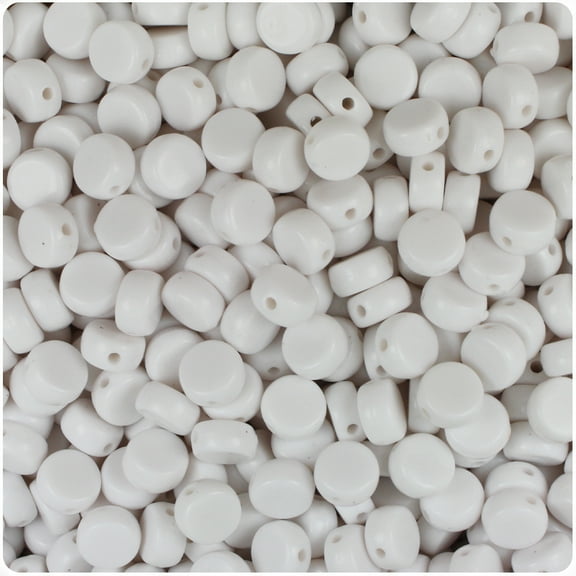 BeadTin White Opaque 7mm Coin Alpha Beads - Blank (100pcs)