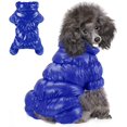 thumbnail image 1 of Reflective Cozy Waterproof Windproof Dog Snowsuit Cute Warm Fleece Padded Cold Weather Pet Clothes - Sky Blue Four-leg Style,M, 1 of 7