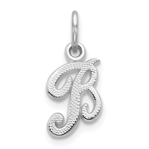 14K White Gold Charm Pendant Themed 16 mm 9 Casted Initial B