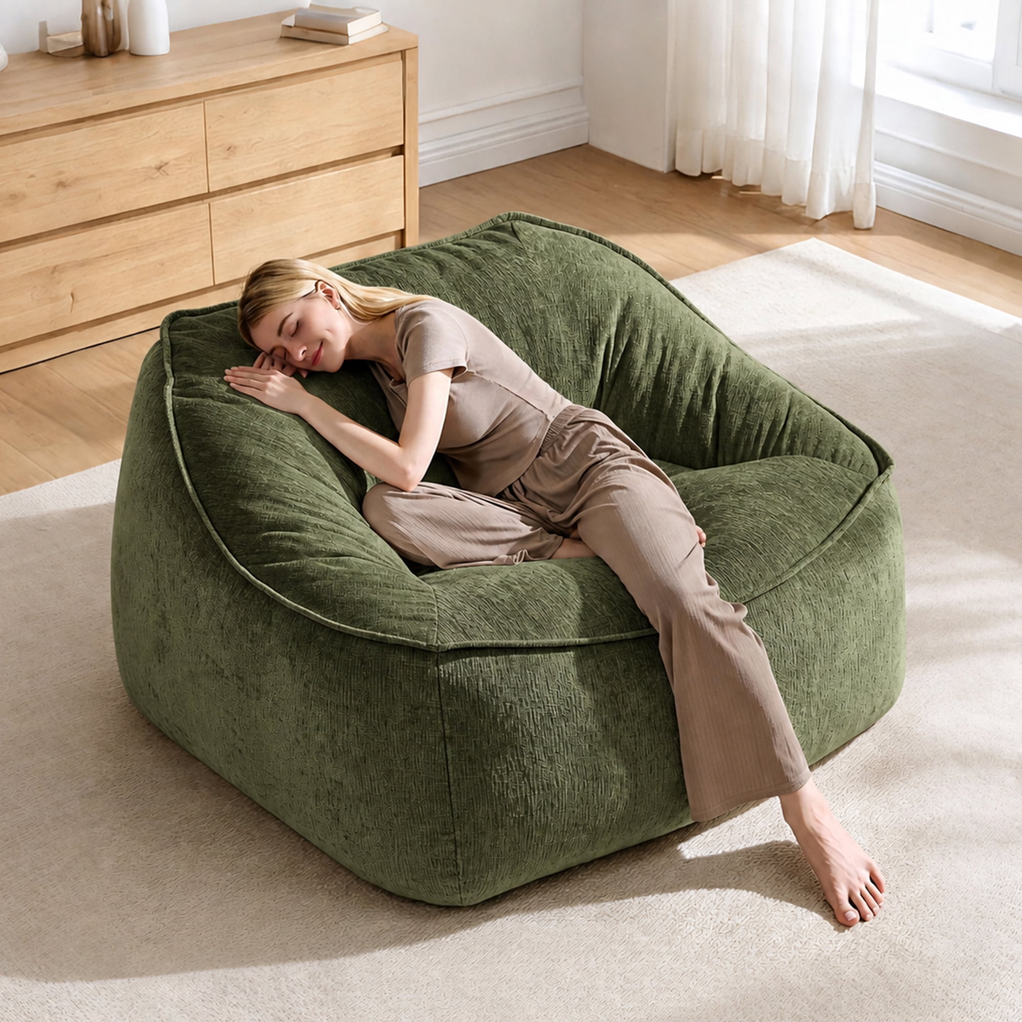 Big Joe Fuf 7Ft Giant Foam Bean Bag Chair, Oversized Couch with