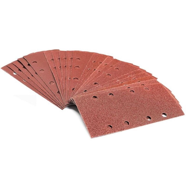 48-Pack Sanding Sheets for Orbital Sander, 93 x 185 mm, 8 Holes, Grits 60-400, Compatible with Bosch, Makita, and More