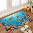 thumbnail image 3 of Marine Life Indoor Door Mat 18x30 Inch Sea Turtles Fish Coral Octopuses Jellyfish Oceans Front Door Mat Non Slip Washable Entryway Rug Low Profile Dirt Trapper Doormat for Bathroom Kitchen Bedroom, 3 of 9
