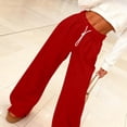 thumbnail image 5 of Women'S Fleece Lined Sweatpants Foldover Waistband Drawstring Wide Leg Sweat Pants Fashion Lounge Pants With Pockets, 5 of 9
