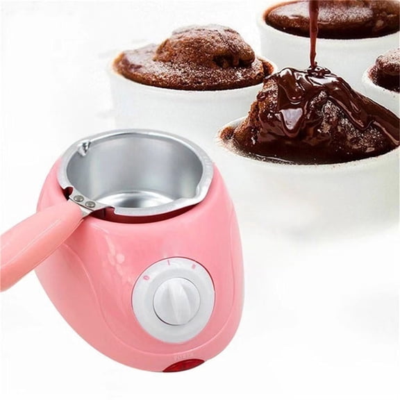Mini Electric Chocolate Melting Pot, Dual Temperature Control Fondue Warmer Set with Moulds & Accessories for Chocolate Cheese Butter Candy,Pink