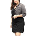 thumbnail image 3 of Agnes Orinda Women's Plus Size Jean Button Outfits Fashion Cropped Denim Jackets 2X Gray, 3 of 7