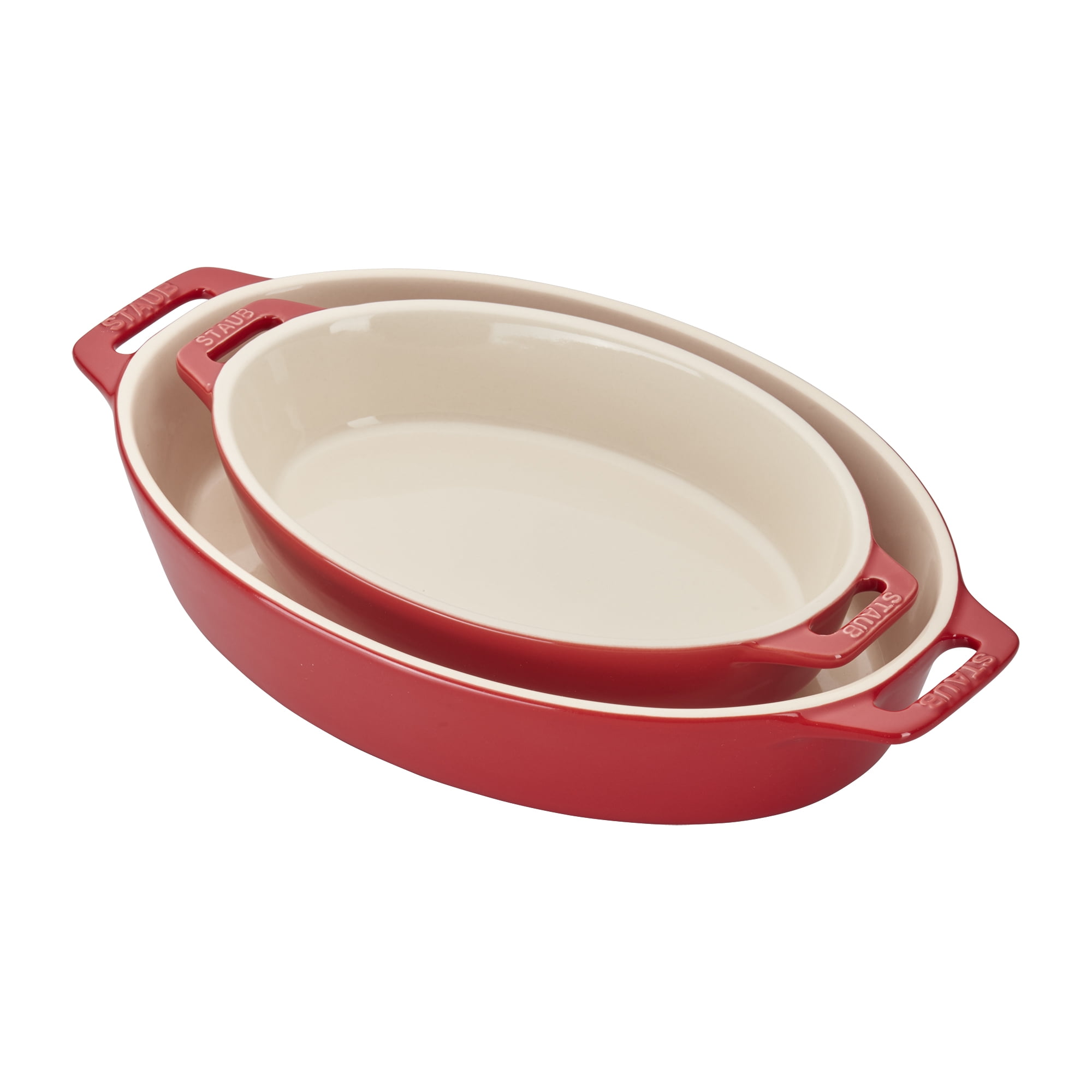 Staub Ceramic 2pc Oval Baking Dish Set Cherry