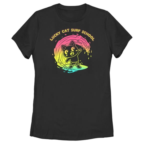 Women's Lost Gods Lucky Cat Surf School  Graphic T-Shirt