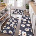 thumbnail image 2 of Dark Blue White Flower Pattern Kitchen Rugs Sets Of 3,Kitchen Runner Rugs Non Skid Washable,Decorative Kitchen Floor Mats for Kitchen,Sink,Laundry,17"x30"+ 17"x47" + 17"x59", 2 of 6