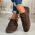 thumbnail image 4 of Willtoo Womens Retro Lace Up Flats Low Top Casual Sneakers Round Toe Lightweight Soft Sole Fashion Walking Trainers Daily Outdoor Driving Shoes, 4 of 5