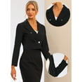 thumbnail image 2 of DARING DIVA Women's Notched Lapel Collar Office Cropped Blazer Jacket XL Black, 2 of 6