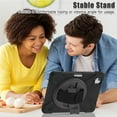 thumbnail image 3 of SaniMore for Apple iPad Air 11 (2024), Rotating Handle Shoulder Strap Bracket Drop Resistant Tri-layer Heavy Duty Protective Shcokproof Tablet Cover, Black, 3 of 16