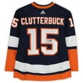 thumbnail image 2 of Cal Clutterbuck Navy New York Islanders Autographed adidas 2020 Reverse Retro Jersey, 2 of 4