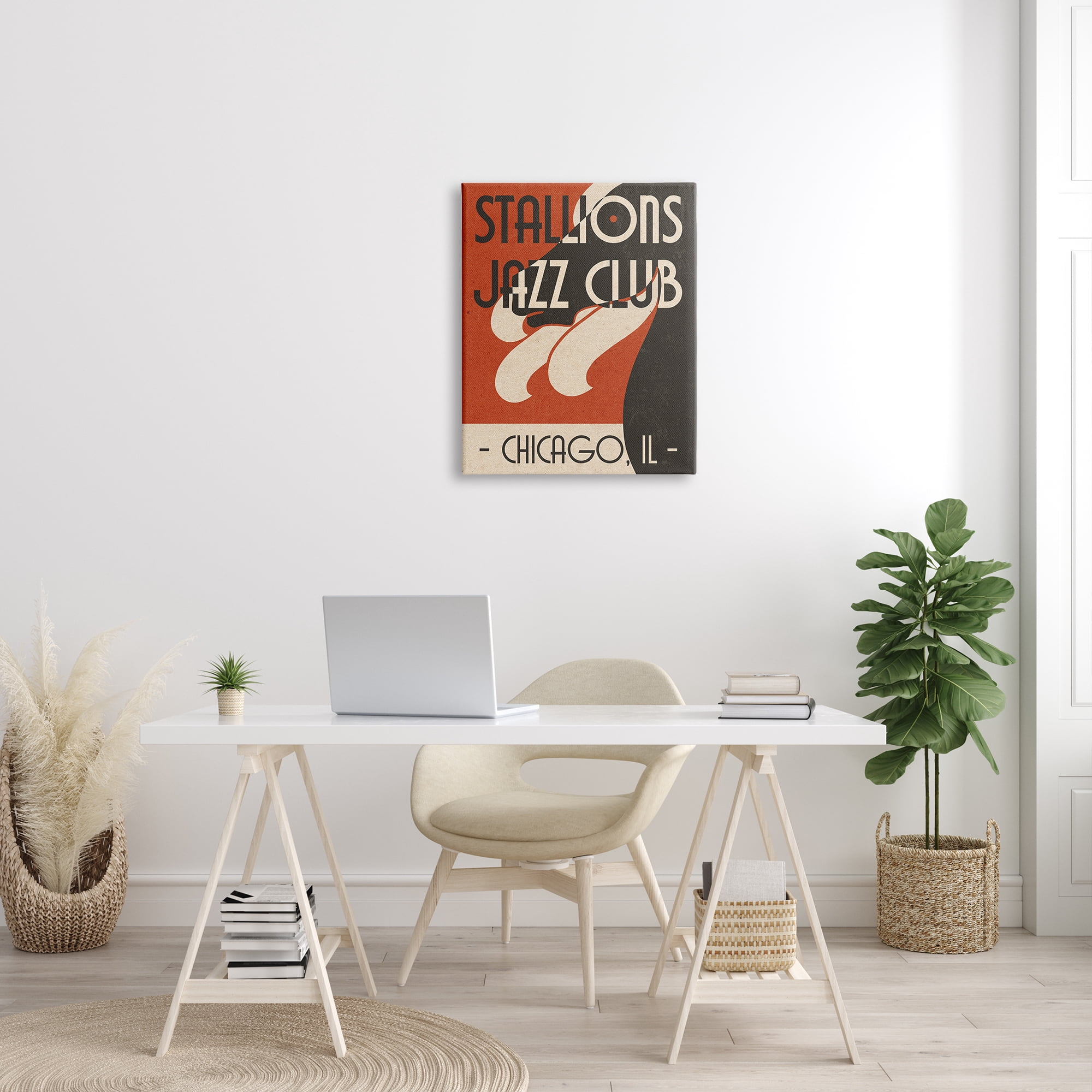 Stupell Industries Stallions Jazz Club Retro Abstract Horse Chicago Illinois, 24 x 30, Design by Daphne Polselli