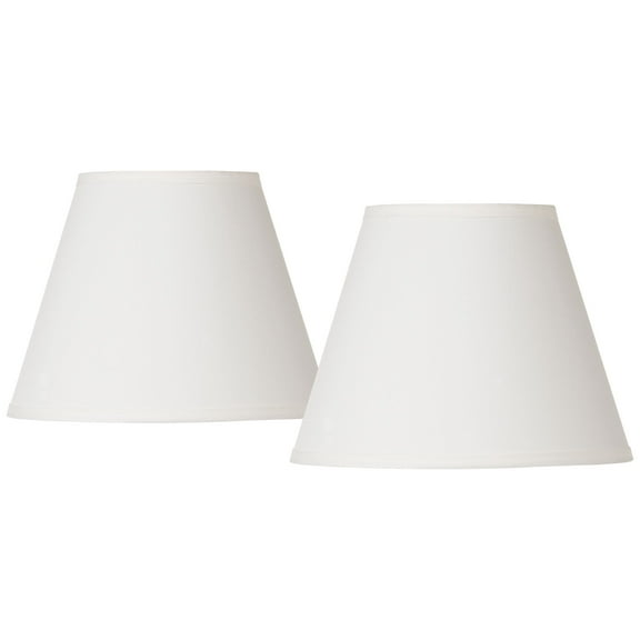 Springcrest Set of 2 Empire Lamp Shades Off-White Small 6" Top x 11" Bottom x 8.5 Slant Spider Replacement Harp and Finial Fitting