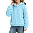 thumbnail image 6 of DDAPJ pyju Kids Fuzzy Fleece Sweatshirt Boys Girls Cozy Sherpa Hoodies Loose Fit Drop Shoulder Pullover Tops Fall Winter Warm Hoodie Sweatshirts 4-15 Years, 6 of 9