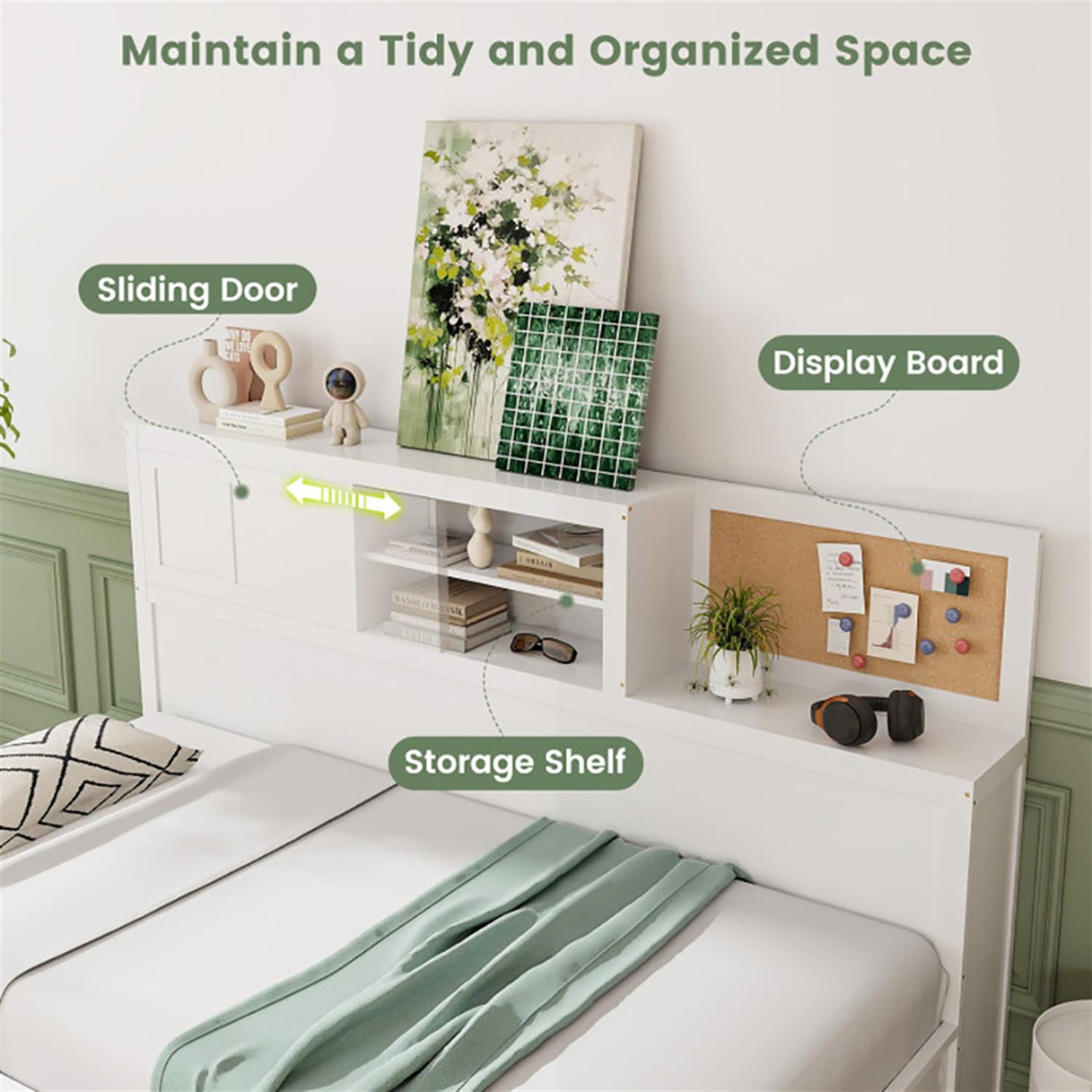 Demi Bonn Full Size Wooden Daybed with 3 Drawers with Storage Shelves, Modern Wooden Bed Frame for Teens, White