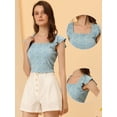 thumbnail image 2 of Camiseta de manga corta Allegra K cuello cuadrado mujer Gris azul L, 2 of 6