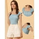 thumbnail image 2 of Camiseta de manga corta Allegra K cuello cuadrado mujer Gris azul L, 2 of 6