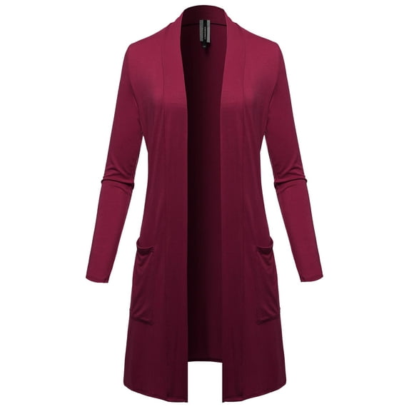 FashionOutfit Women's Solid Open Front Long-Line Thin Cardigan - Made in USA