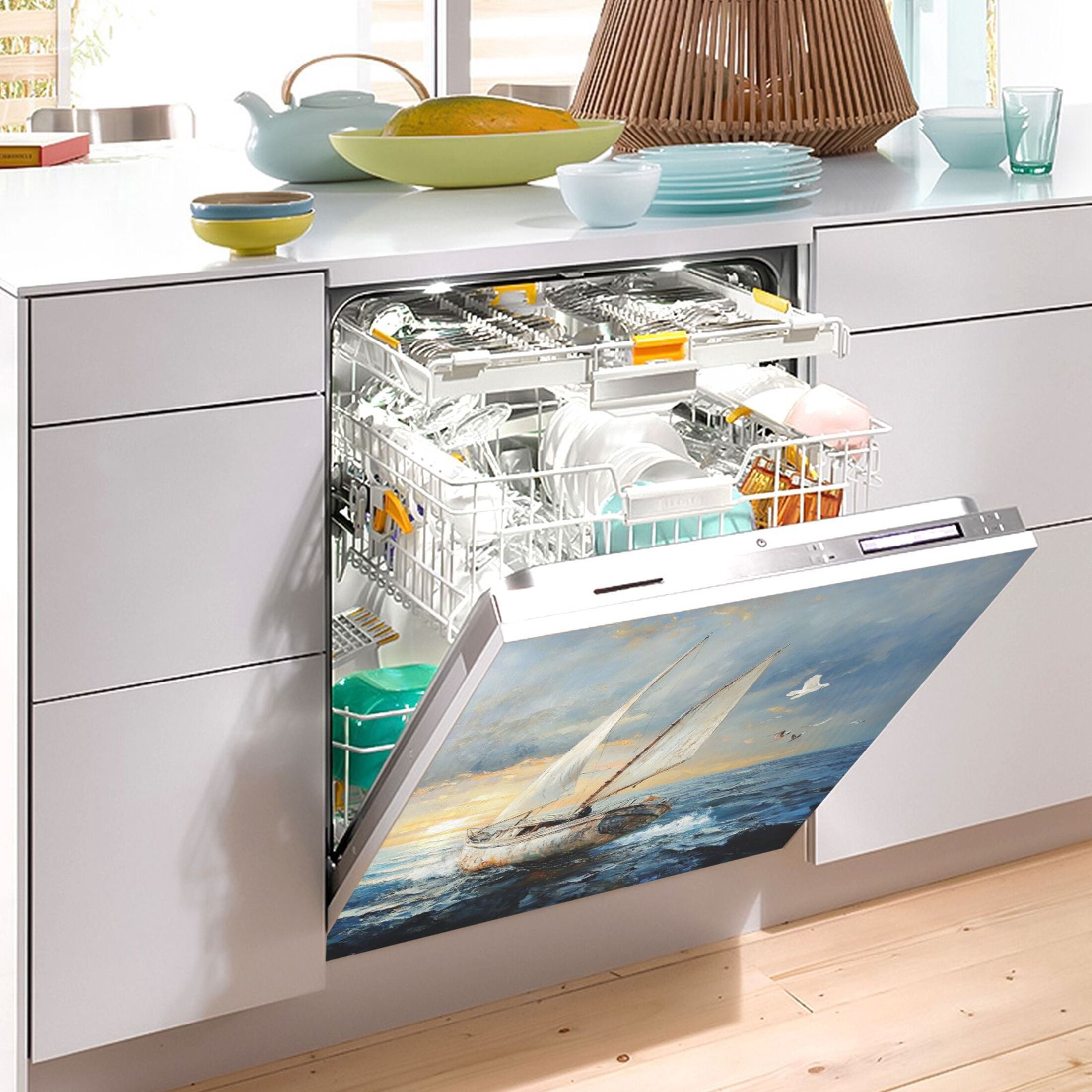 Dishwasher Magnetic Sticker 23x26 Inch Refrigerator Magnetic Sticker Washing Machine Magnetic Sticker Kitchen Panel Magnetic Sticker Home Decor Super Beautiful Ocean