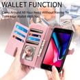 thumbnail image 6 of for iPhone X/XS Case for Women,Cute Wallet Case with Zipper Pocket Purse Flower Embossed PU Leather Card Slots Wrist Strap Flip Folio Protective Phone Cover for iPhone X/XS, Pink, 6 of 16