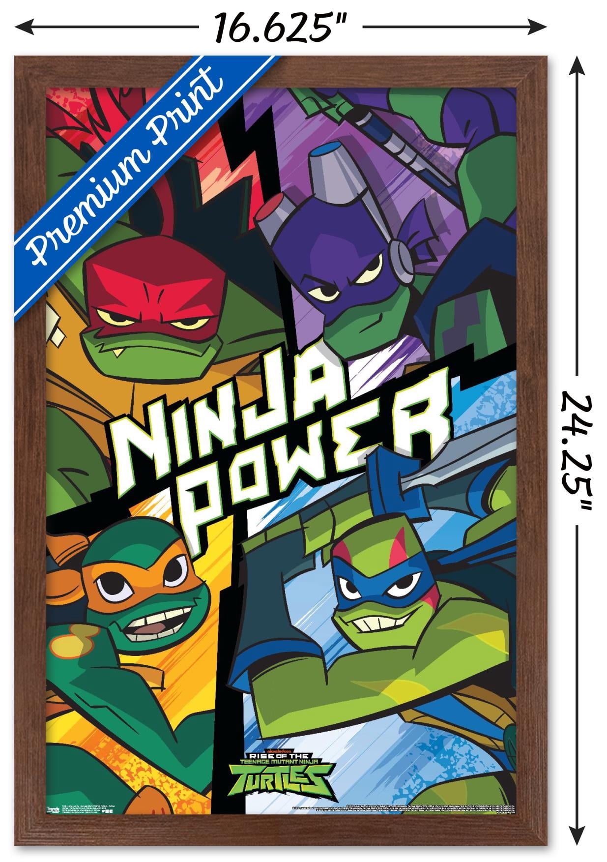 Nickelodeon Rise of The Teenage Mutant Ninja Turtles - Turtles Wall Poster, 14.725" x 22.375", Framed