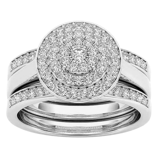 Xihbxyly Anillos de Mujer, Alianza de Compromiso Desmontable 2 En 1, con Brillantes Diamantes y Circonitas, Perfectos para Viajes, Trabajo o Uso Diario, Regalo Ideal para Prometidas, Esposas y Novias