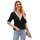thumbnail image 2 of Blusa con costura de encaje, blusa de manga corta, blusa de encaje para mujer, blusa de media manga para mujer, blusa con cuello en V, diseño aerodinámico, 2 of 6
