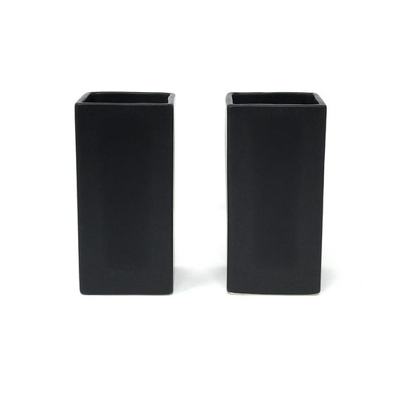 Serene Spaces Living Square Matte Black Ceramic Vase, Ideal for Home Decor, Event Centerpieces – Pack of 12