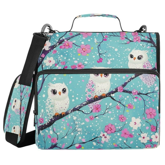 YAZAOO Zipper Binder trapper keeper Documents Organized Design Owl Blossom Friends Printed