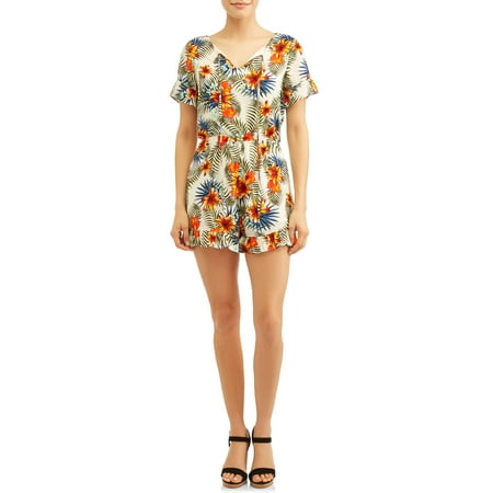 - Women's Printed Romper With Ruffles