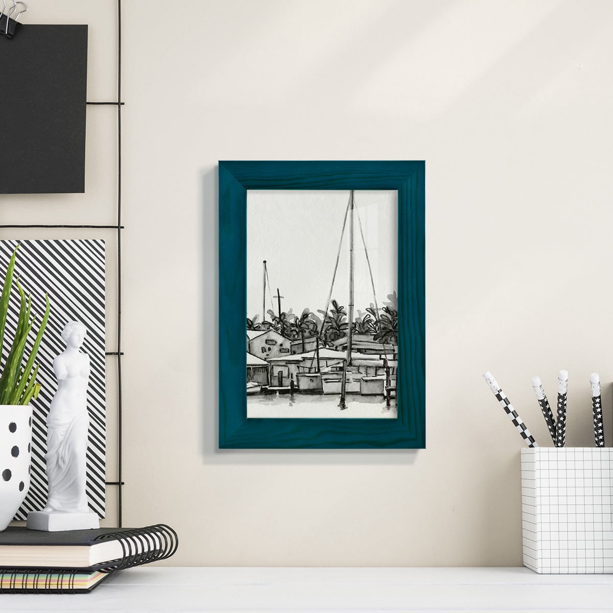 Neutral Tropics III - Framed Print w/glass - Ocean Blue