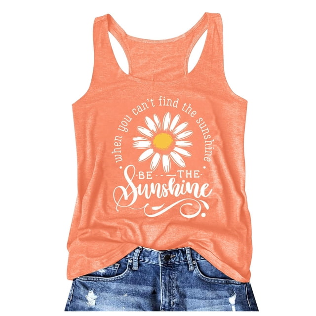 Gpoecd Débardeurs à Col Rond pour Femmes, Mode Décontractée, Imprimé Floral, Col Rond, Sans Manches, Haut de Type Veste avec Camisole pour Femmes 12_Orange,m