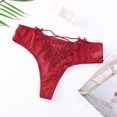 thumbnail image 2 of Aayomet String Thongs for Women avec Nœud Aguichant Fine Bretelle Creuse Coton Entrejambe Culottes Triangle pour Femmes (Rouge, P), 2 of 3