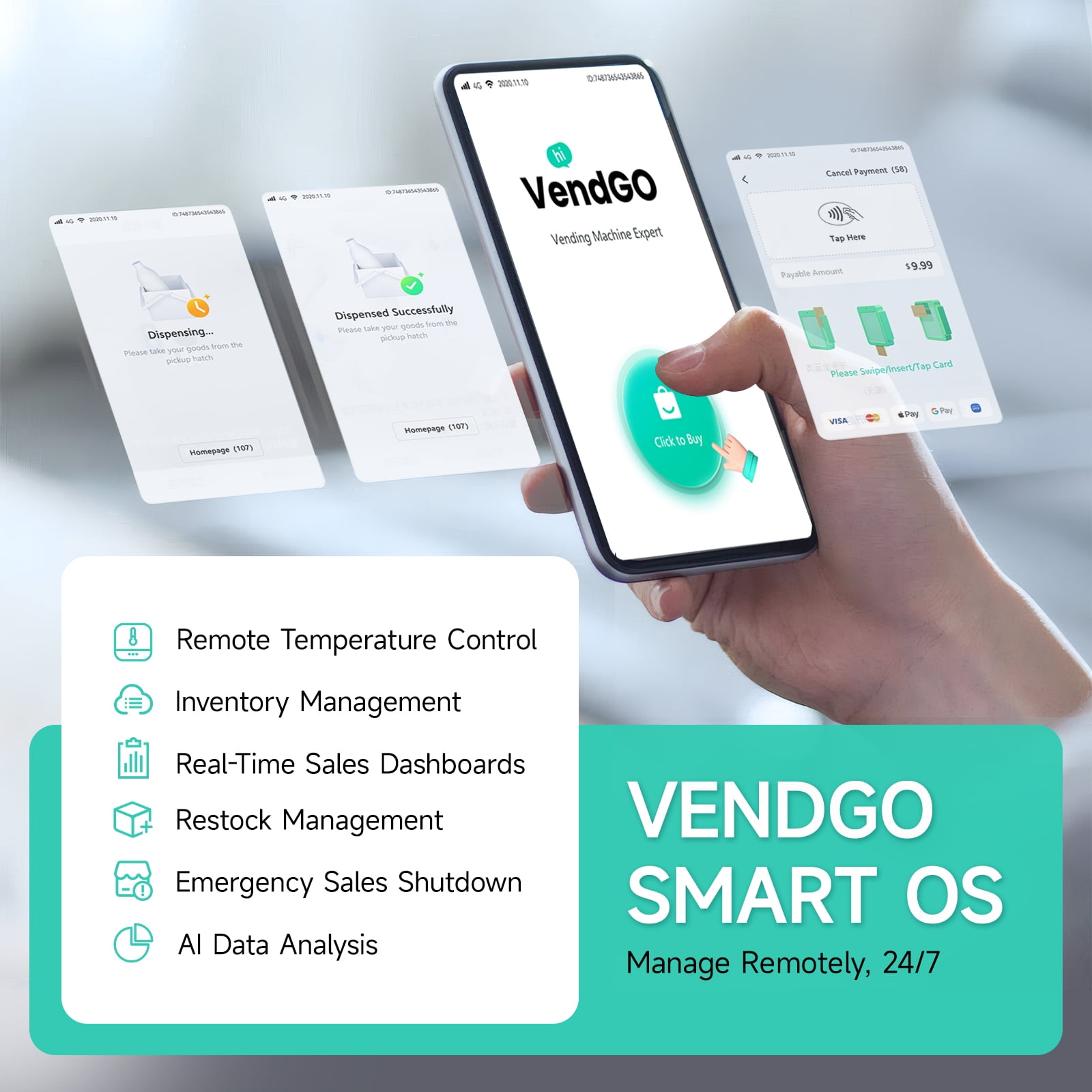 Smart AI Vending Machine (with Card Reader) Features AI Visual Recognition and Cashless Payment Support; Ideal for Gyms, Schools, Hotels, Entertainment Venues, and More