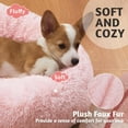 thumbnail image 3 of Calming Donut Dog Bed Pillow for Small Medium Pets, Machine Washable Removable Cover, Comfort Plush Fluffy Faux Fur with Anti-Slip Bottom, Cats-Friendly Round Cuddly Design, Pink, 23 inches, 3 of 7