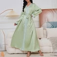 thumbnail image 4 of Uootdi Women's Satin Kaftan Dress V Neck Flowy Maxi Dress Loose Fit Evening Gown Elegant Party Wear Caftan Plus Size Cover Up Trendy Boho Beach Dress Multiple Solid Colors for Special Occasions, 4 of 7
