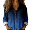 thumbnail image 2 of Endives Womens Shirts Gradient Color Casual Long Sleeve Button Down Blouse Shirt Womens Tops Spring Outfit, 2 of 6