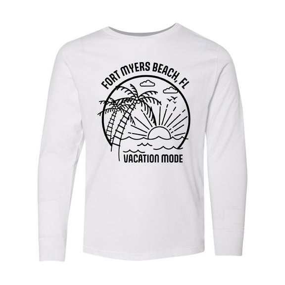 Inktastic Summer Vacation Mode Fort Myers Beach Florida Long Sleeve Youth T-Shirt