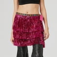 thumbnail image 4 of Carnival Tassel Skirt for Women Loose Half Sequins Mini Skirt Pink Free Size, 4 of 7