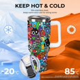 thumbnail image 5 of Geometry Dash Cube Car Cup Tumbler with Handle & Straw 40Oz Cupholder Water Bottle Insulated Stainless Steel Cup, 5 of 8
