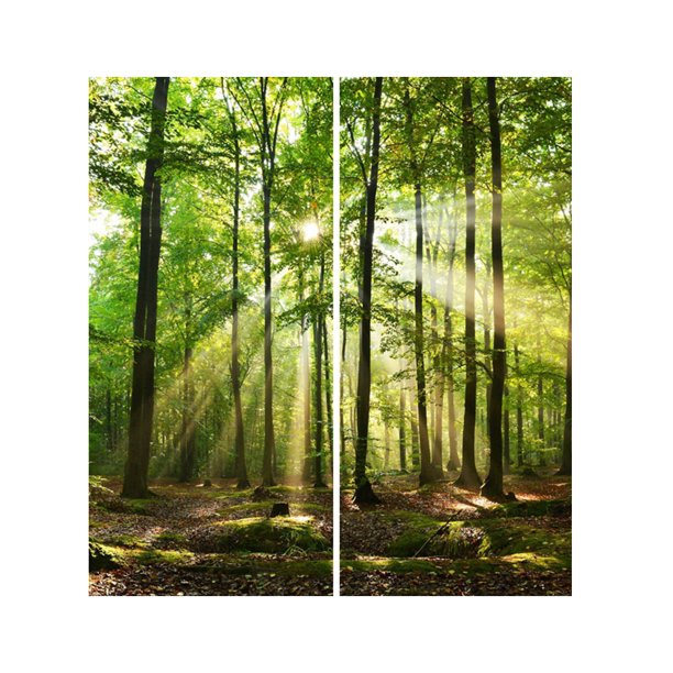 Cortina De Ventana De Bolsillo Con Barra De Apagón Con Aislamiento Térmico Para Sala De Estar, 55x39 Pulgadas, 2 Paneles / Juego, Impresión De Fotos E Bosque del sol Sunnimix Cortina de poliéster