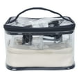thumbnail image 1 of Equate Beauty Cosmetic Bag - Tan Stripe Set, 1 of 6