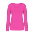 thumbnail image 4 of hotojiny Long Sleeve Shirts for Women Spring Slim Square Neck Clothes Solid Tight Stretchy Basics Going out Tops, 4 of 6
