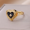 thumbnail image 4 of Gold Color Stainless Steel Ring for Women Colorful Cubic Zircon Heart Opening Adjustable Ring Fashion Jewelry Wedding Gift, 4 of 5