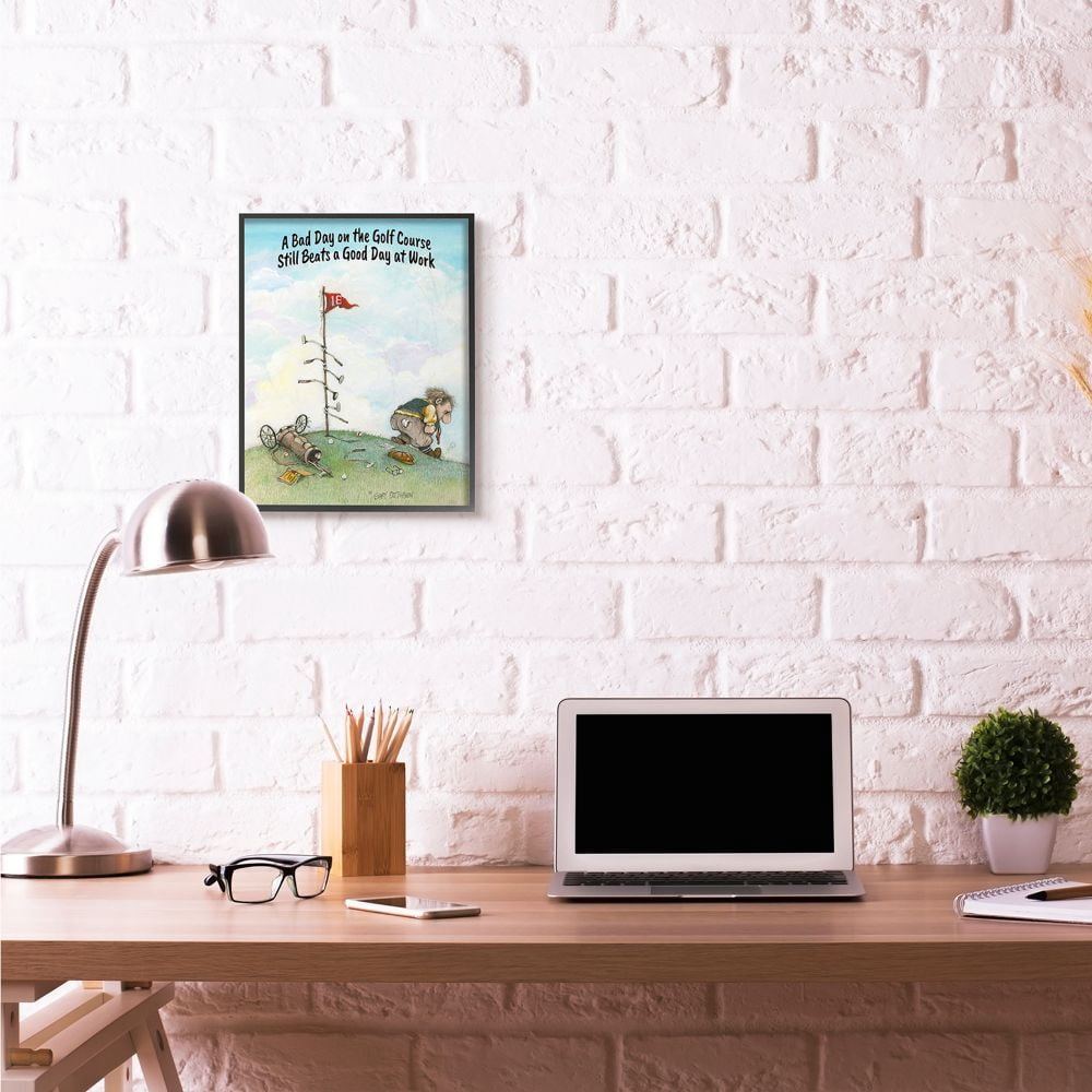 Bad Golf Beats Good Work Funny Cartoon Golf Sports Design Oversized Framed Giclee Texturized Art by Gary Patterson